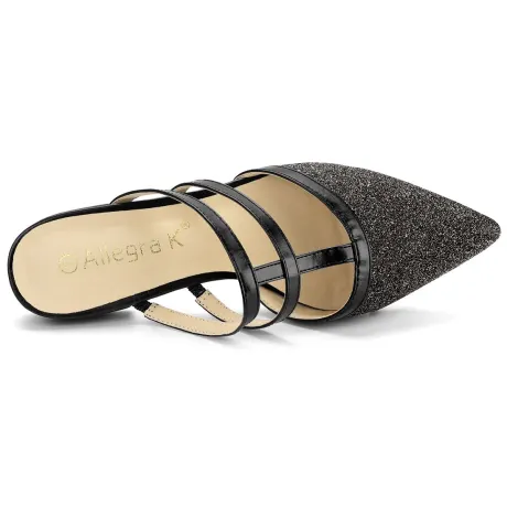 Allegra K- paillettes à bout pointu Flats Mules or