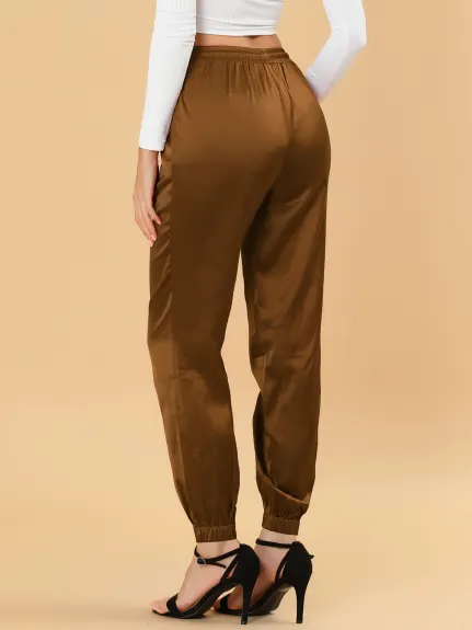 Allegra K- Pantalon d'athlétisme à taille élastique, longueur cheville, jogging