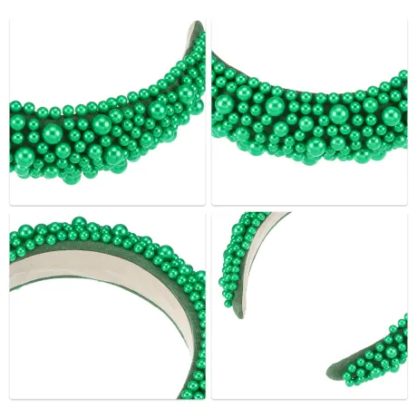 Unique Bargains - Faux Pearls Wide Padded Headband