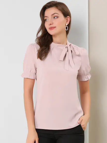 Allegra K - Bow Tie Neck Elegant Summer Top