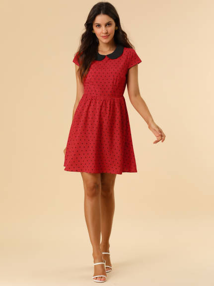 Allegra K- Peter Pan Collar Above Knee A-Line Dress