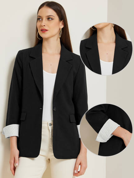 Allegra K- Notched Lapel Blazer Suit Jacket