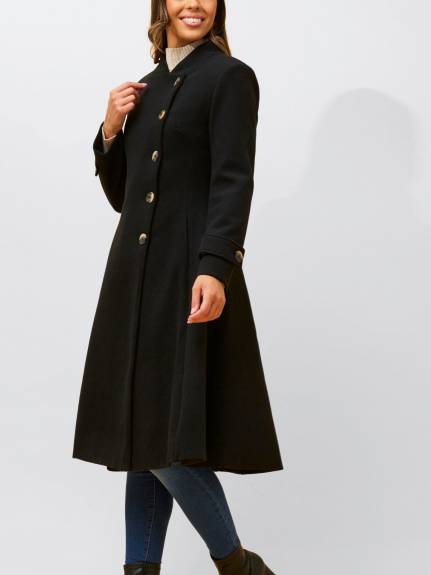 Annick - Harper Manteau Évasé Rétro Boutons Latéraux