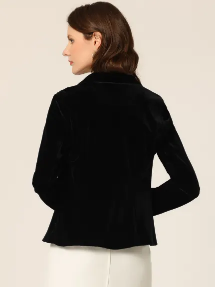 Allegra K- Blazer en velours à revers cranté