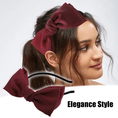 Unique Bargains - Satin Bow Knot Headband Fashion Hairband