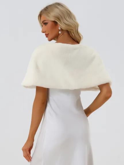Allegra K - Elegant Faux Fur Bridal Wrap Shawl