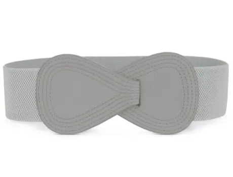 Allegra K- Interlock 8-Shaped Buckle Elastic Belt