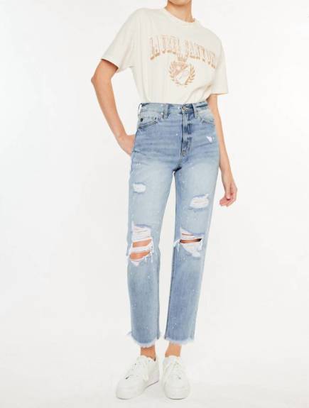 KanCan Oceane Paint Splatter Straight Jeans