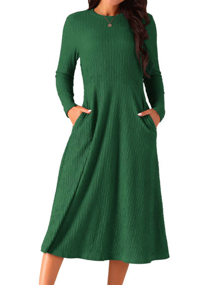 Allegra K - Spring Fall Knit A-Line Midi lONG Dress