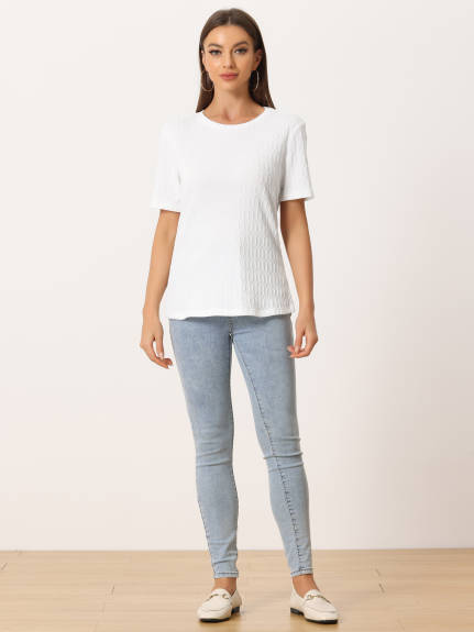 Allegra K- Round Neck Textured Top