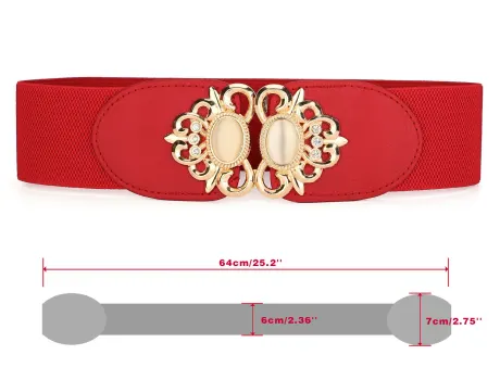 Allegra K- Beaded Inlaid Flower Decor Elastic Waist Belt