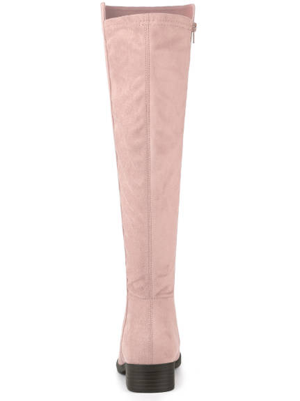 Allegra K- Chunky Heel Casual Zip-up Knee High Boots