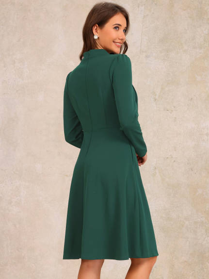 INSPIRE CHIC - Tie Mock Neck Long Sleeve Midi Dress