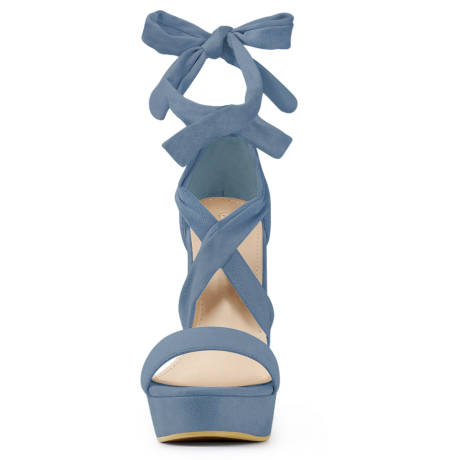 Allegra K- Lace Up Platform Heel Sandals