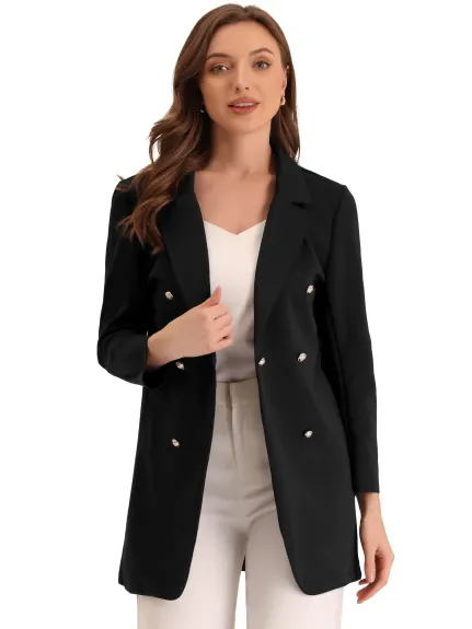 Allegra K- Notched Lapel Buttoned Blazer Jacket