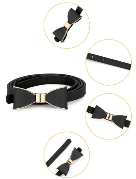 Allegra K- Ceinture fine avec nœud papillon en métal et sans boucle