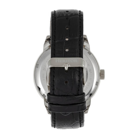 Heritor Automatic Sanford Semi-Skeleton Leather-Band Watch - Gold/Black