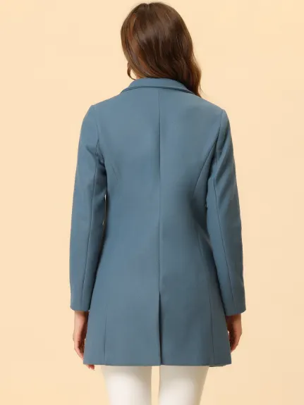 Allegra K- Classic Notched Lapel Long Overcoat
