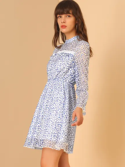 Allegra K- Semi Sheer Ruched Front Mini Dress