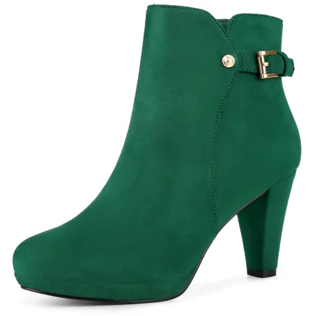 Allegra K- Platform Block Heel Winter Ankle Boots