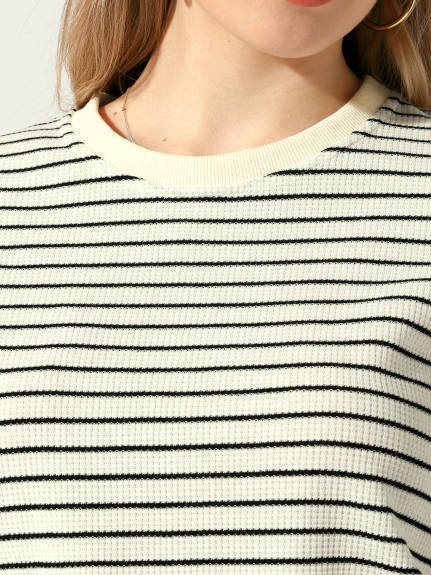 Allegra K - Casual Striped Crew Neck Short Sleeve T-Shirt