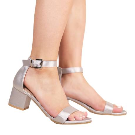 Where's That From - Womens/Ladies Emani Strappy Satin Peep Toe Mid High Block Sandals