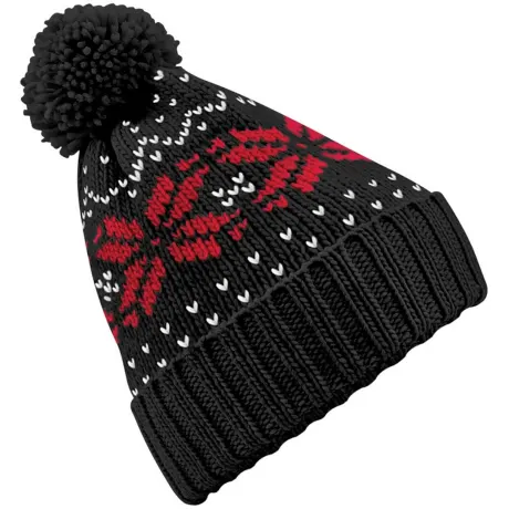 Beechfield - Unisex Fair Isle Snowstar Winter Beanie Hat