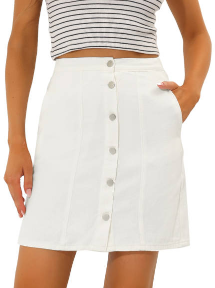 Allegra K- High Waist A-Line Denim Skirt