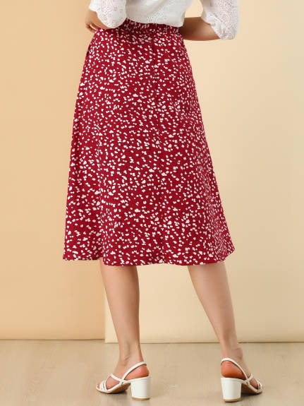 Allegra K- A-Line Floral Chiffon Midi Skirt