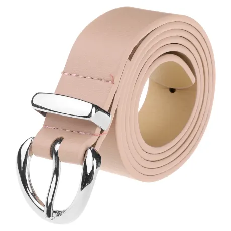 Allegra K- Faux Leather Belt with Silver Buckle