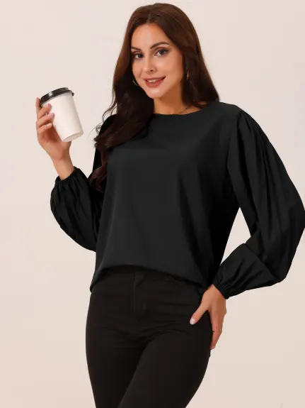 Allegra K - Elegant Pleated Long Sleeve Blouse