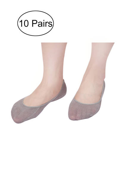 Allegra K- Women's Elastic Cuffs Invisible Anti-Slip Boat Socks