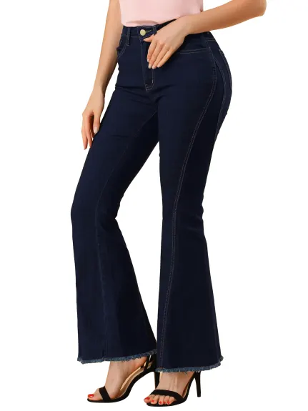 Allegra K - Vintage Denim Pants Classic Bell Bottoms Jeans