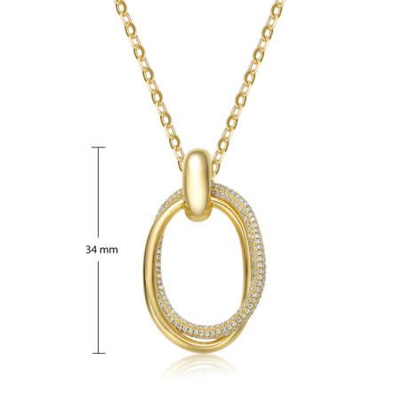 Rachel Glauber 14k Gold Plated with Cubic Zirconia Double Entwined Oval Eternity Circle Pendant Necklace