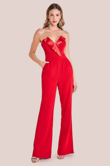 Goddiva - Satin Collar Scuba Jumpsuit