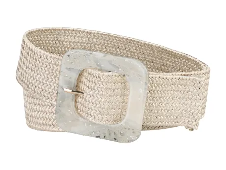 Allegra K- Stretchy Wide Waist Braided Belt Square Buckle