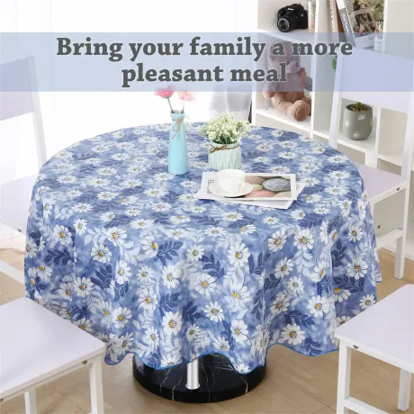 PiccoCasa- Seamless Waterproof Vinyl Round Tablecloth 60" Dia