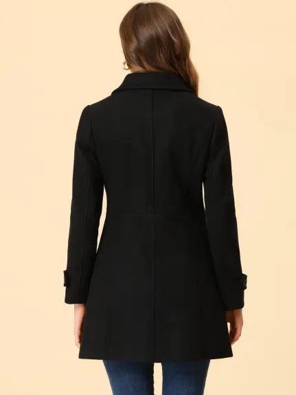 Allegra K- Peter Pan Collar Single Breasted Button Front Coat