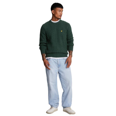 Lyle & Scott - Mens Marl Cable Knit Crew Neck Sweater