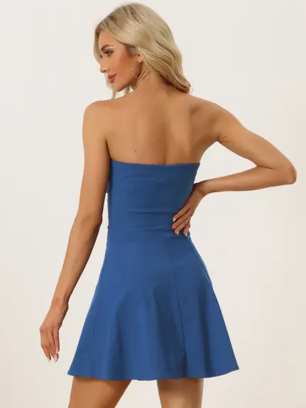 Allegra K- Mini robe trapèze sans bretelles avec fermeture éclair exposée sur le devant