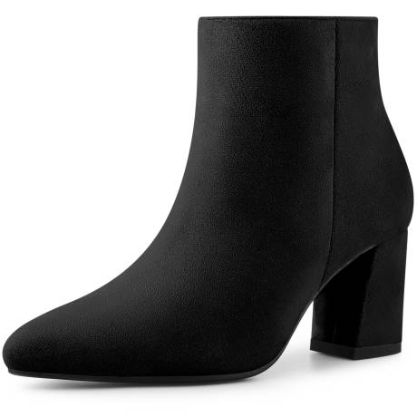 Allegra K - Pointy Toe Classic Side Zip Ankle Boots