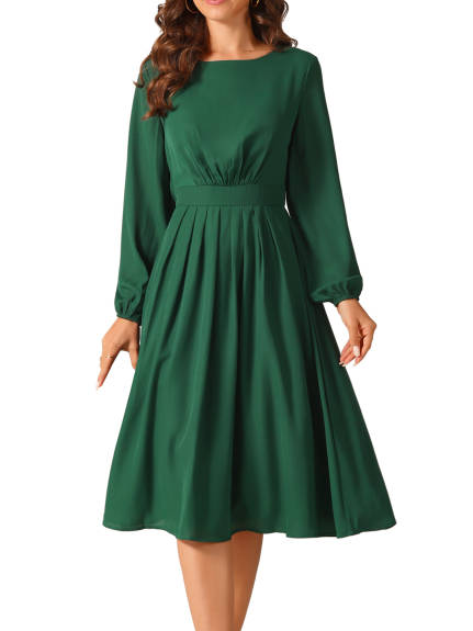 INSPIRE CHIC - Long Sleeve Pleated Midi Dress