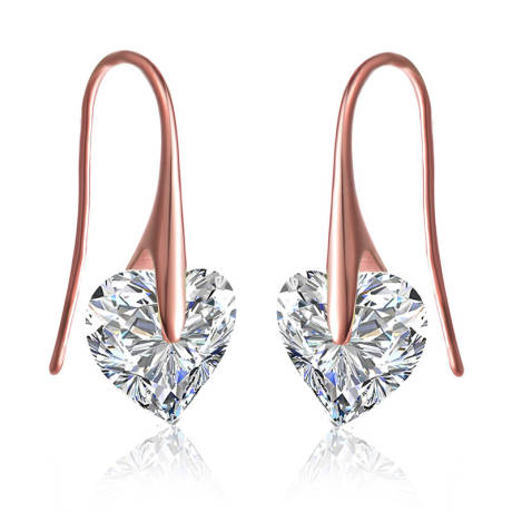 Genevive Sterling Silver with Colored Heart Shaped Cubic Zirconia Hook Earrings