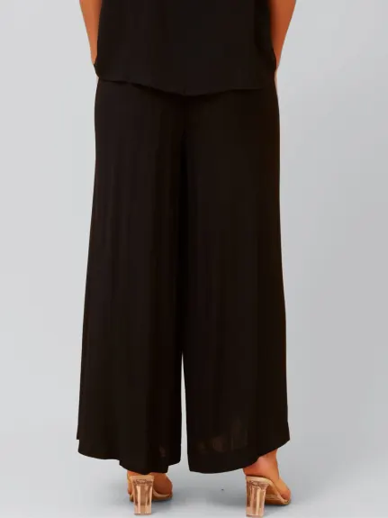 Annick - Solange Pants Palazzo Linen Elastic Waist Black