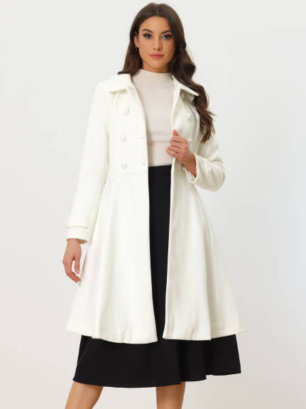 Allegra K - Elegant Lapel Collar Swing Overcoat