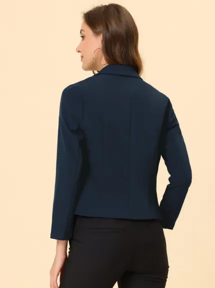Allegra K- Open Front Casual Crop Suit Blazer Jacket