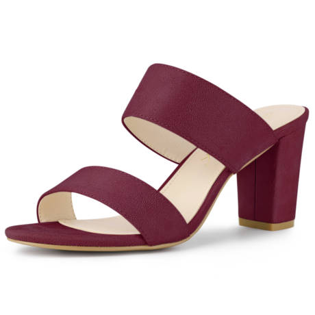 Allegra K - Opened Toe Block Heeled Slide Sandals