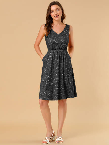 Allegra K- Polka Dots Elastic Waist Midi Sundress