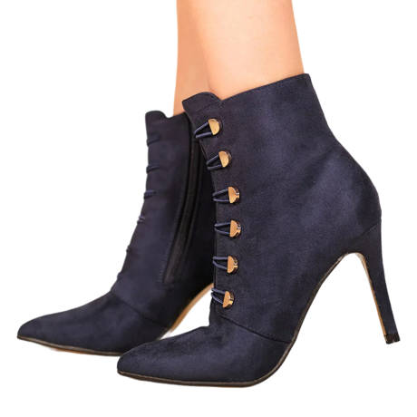 Where's That From - Womens/Ladies Blythe Faux Suede Pointed Button Detail Mid Heel Ankle Boots