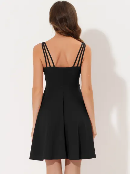 Allegra K- V Neck Above the Knee Sleeveless Dress